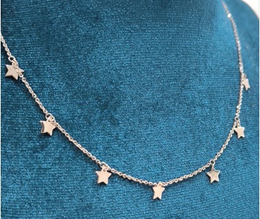 Collana Oro Bianco 18kt con Stelle pendenti